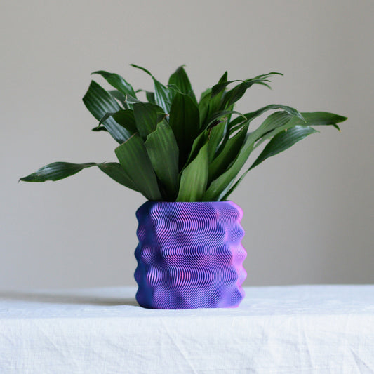 Fire Planter with Drainage, Textured Plant Pot, Eco-Friendly Planter, Blush Pink Décor, Cute Indoor Pot, Modern Pot for Plant 3D Printed